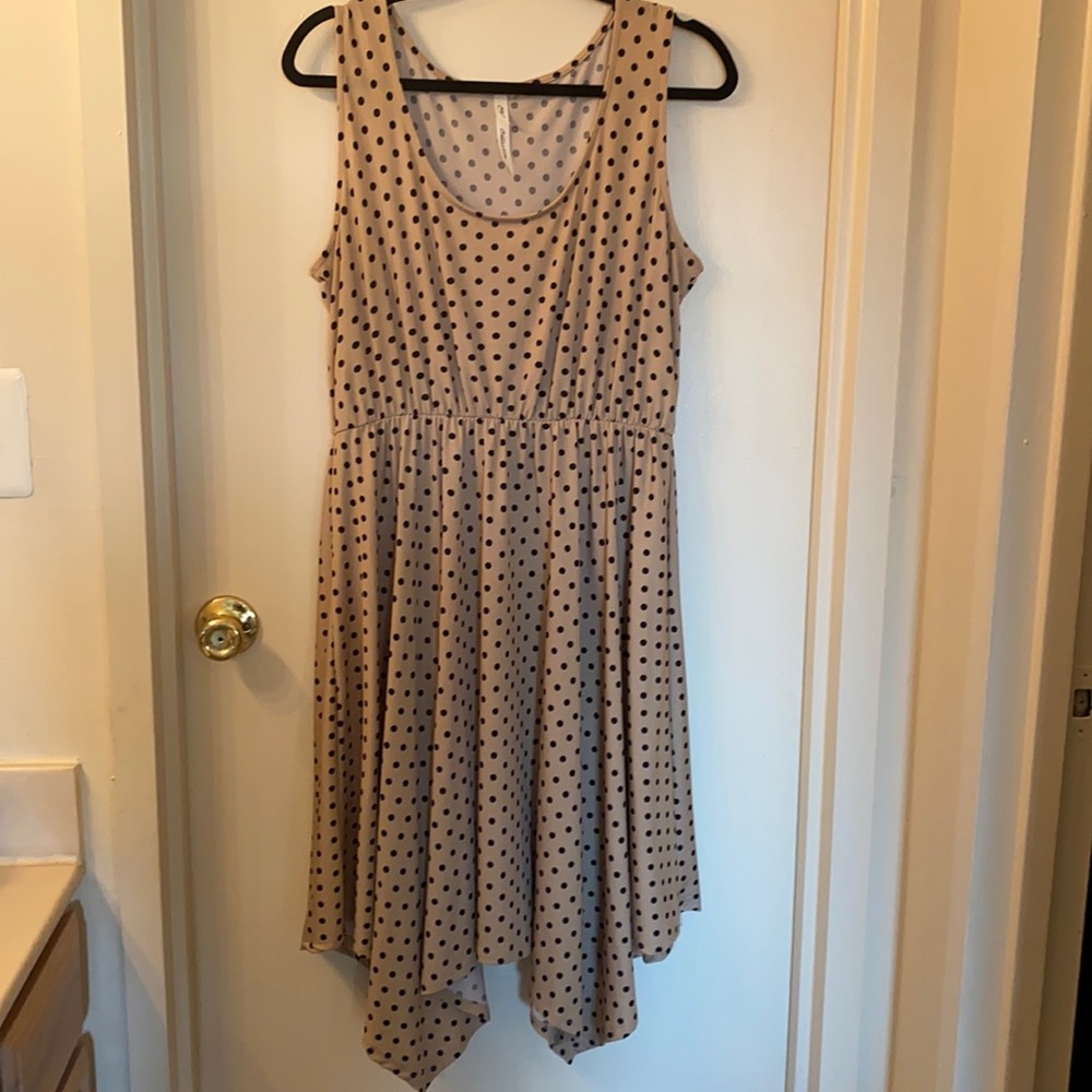 Tan and black polka dot dress